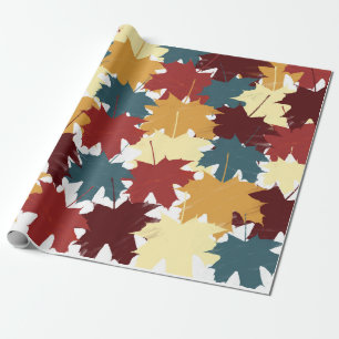 Papel De Regalo Caída de la acuarela rusa en hojas de otoño