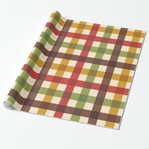 Papel De Regalo Caída del Día de Acción de Gracias Gingham Plaid T