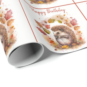 Papel De Regalo Caída / Hedgehog de Vibes de Otoño - Cumpleaños Fe