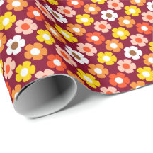 Caída Retro Flores de Otoño Patrón Borgoña