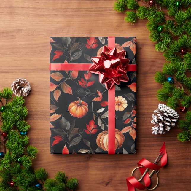 Papel De Regalo Caída Rústica de Halloween deja calabaza (Regalo de vacaciones)