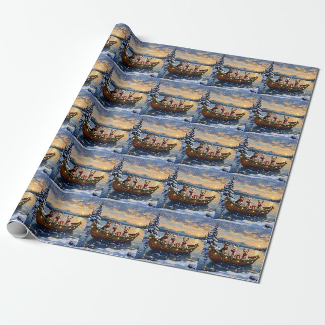 Papel De Regalo Cairn Terrier Christmas Boat Holiday (Desenrollado)
