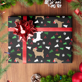 Papel De Regalo Cairn Terriers Santa Hats Navidades Negro