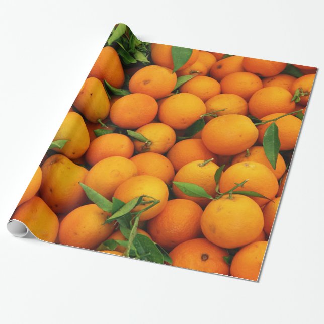 Papel De Regalo Caja de naranjas jugosos (Desenrollado)