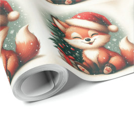 Papel De Regalo Caja de regalo de navidades Cute Santa Fox