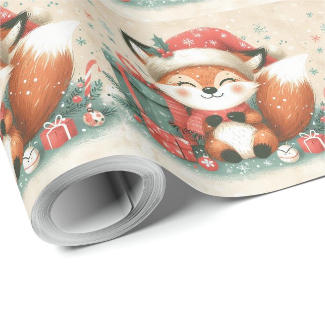 Papel De Regalo Caja de regalo de navidades Cute Santa Fox (Esquina del rollo)