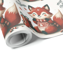Papel De Regalo Caja de regalo de navidades Cute Santa Fox