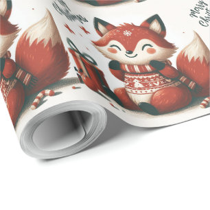 Papel De Regalo Caja de regalo de navidades Cute Santa Fox