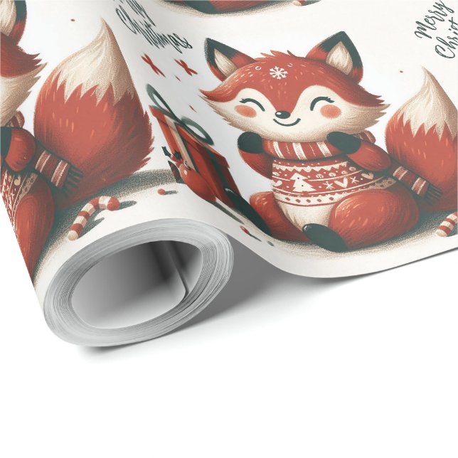 Papel De Regalo Caja de regalo de navidades Cute Santa Fox (Esquina del rollo)