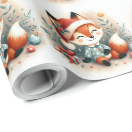 Papel De Regalo Caja de regalo de navidades Cute Santa Fox