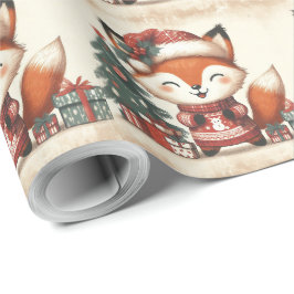 Papel De Regalo Caja de regalo de navidades Cute Santa Fox