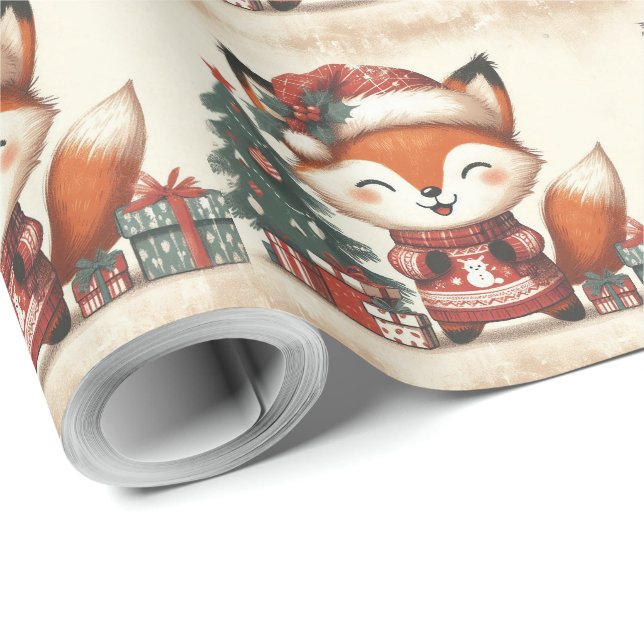 Papel De Regalo Caja de regalo de navidades Cute Santa Fox (Esquina del rollo)