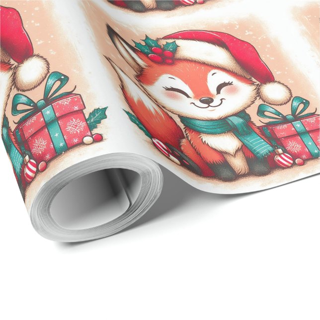 Papel De Regalo Caja de regalo de navidades Cute Santa Fox (Esquina del rollo)