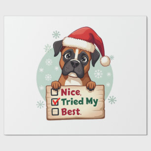 Papel De Regalo Caja linda del perro del boxeador de la Navidad ag