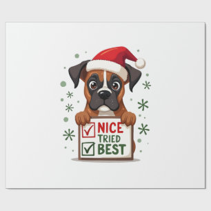 Papel De Regalo Caja linda perro Boxer Navidad Bonito Probé mi mej