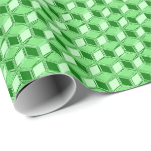 Papel De Regalo Cajas cromadas 3-d - verde esmeralda