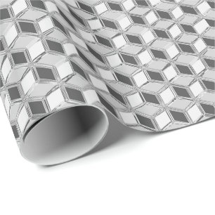 Papel De Regalo Cajas cromadas 3d - gris plateado