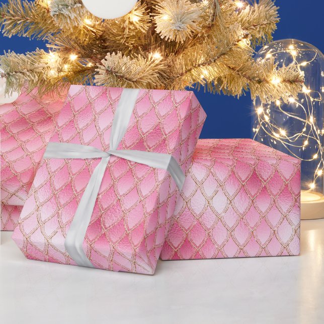 Papel De Regalo Cajas de dragón rosa brillante (Vacaciones)