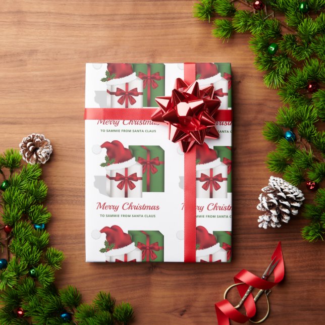 Papel De Regalo Cajas De Regalo Blancas Y Verdes Con Texto Persona (Regalo de vacaciones)