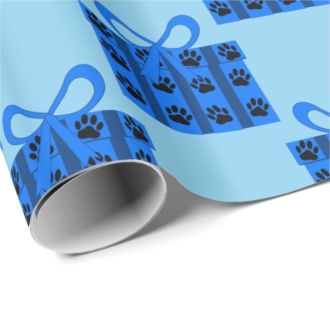 Papel De Regalo Cajas de regalo con garras de perro versión azul d (Esquina del rollo)