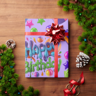 Papel De Regalo Cajas de regalo y globos de cumpleaños felices en