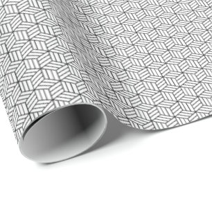 Papel De Regalo Cajas geométricas modernas líneas cuadradas negras