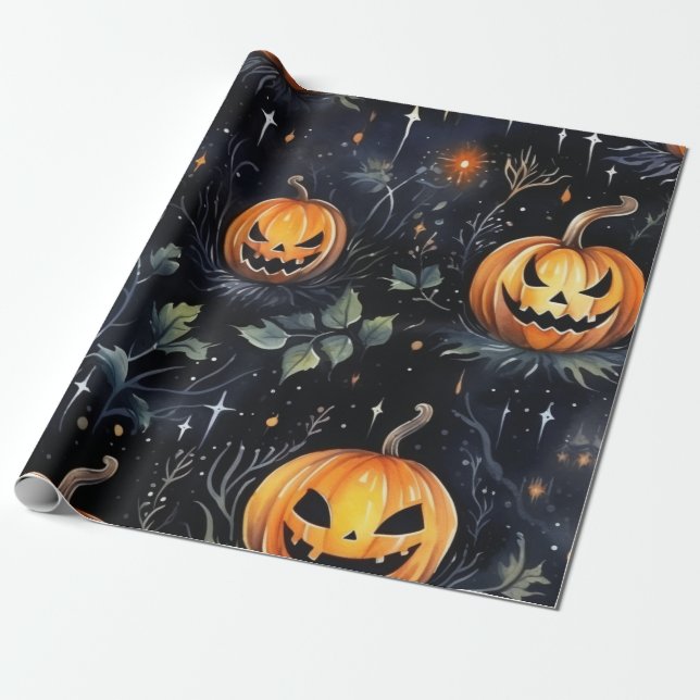 Papel De Regalo Calabaza acuática de Halloween (Desenrollado)