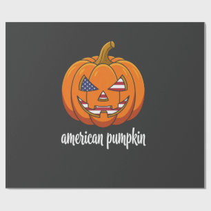 Papel De Regalo Calabaza Americana Patriótica Jack O Lanter de Hal