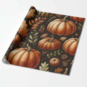 Papel De Regalo Calabaza Cute Acuarela Caída y Acción de Gracias d