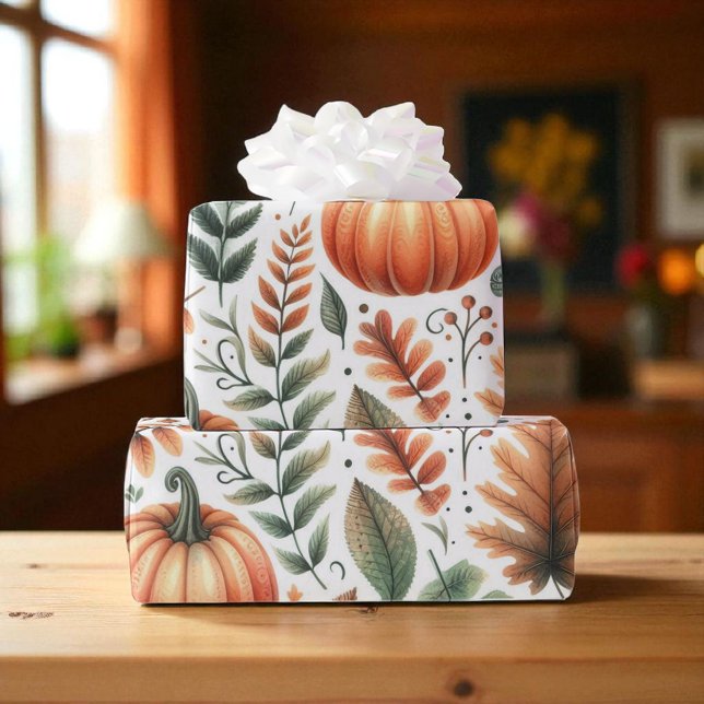 Papel De Regalo Calabaza Cute Acuarela Caída y Acción de Gracias d (Subido por el creador)