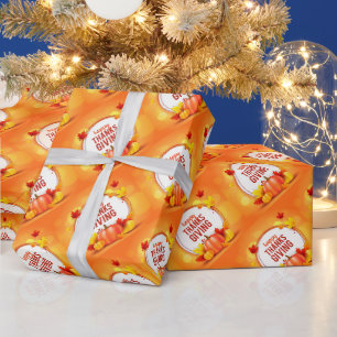 Papel De Regalo Calabaza de Acción de Gracias Feliz de Oro