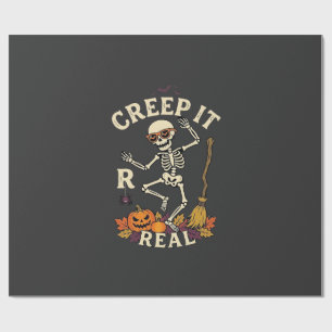 Papel De Regalo Calabaza de Escoba de Esqueleto Bailarín Creep It 