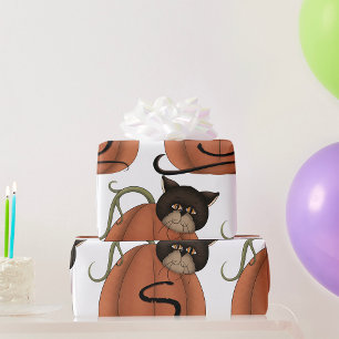 Papel De Regalo Calabaza de gato negro Carta S Halloween
