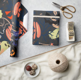 Papel De Regalo Calabaza de ghouls de halloween retro Mikitiez