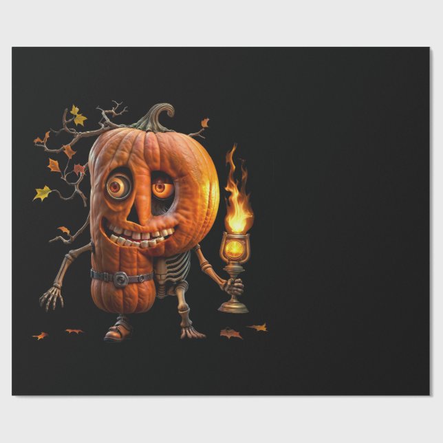 Papel De Regalo Calabaza de Halloween (Superficie plana)