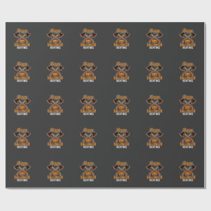 Papel De Regalo Calabaza de Halloween con Hachas Cruzadas de Caza