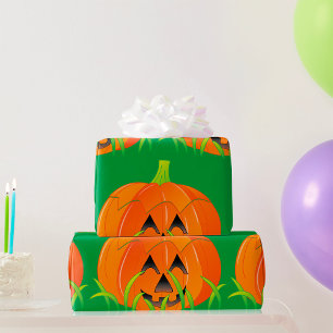 Papel De Regalo Calabaza De Halloween En La Grasa
