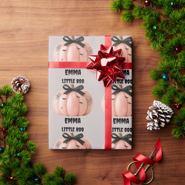 Papel De Regalo Calabaza de Halloween personalizada de Little Boo (Regalo de vacaciones)