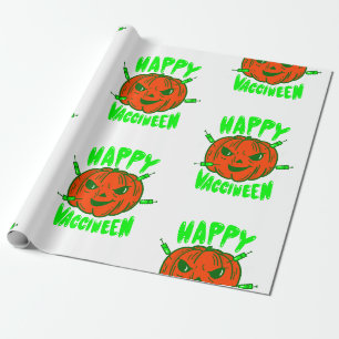 Papel De Regalo calabaza de la vacuna de halloween de covid vacciw