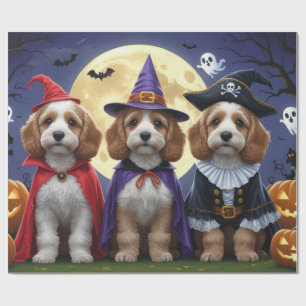 Papel De Regalo Calabaza de perro Cockapoo Halloween Gracioso