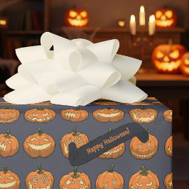 Papel De Regalo Calabaza divertida de Halloween ¡Feliz Halloween! 