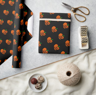Papel De Regalo Calabaza espeluznante Feliz Halloween Gráficos Scr