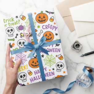 Papel De Regalo Calabaza espumosa y divertida - Colorido patrón de