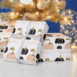 Papel De Regalo Calabaza Estilizada en Negro, Blanco Rosado y Dora