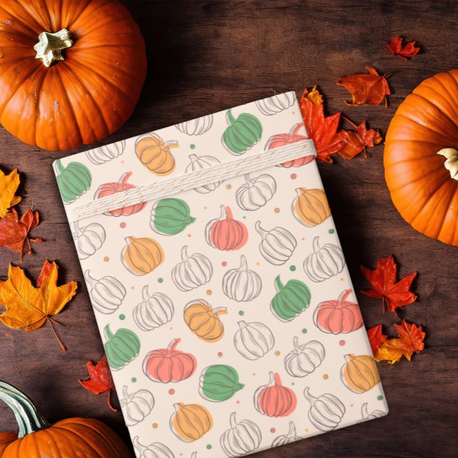 Papel De Regalo Calabaza Halloween naranja amarillo verde (Subido por el creador)