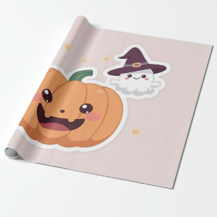 Papel De Regalo Calabaza Kawaii Halloween