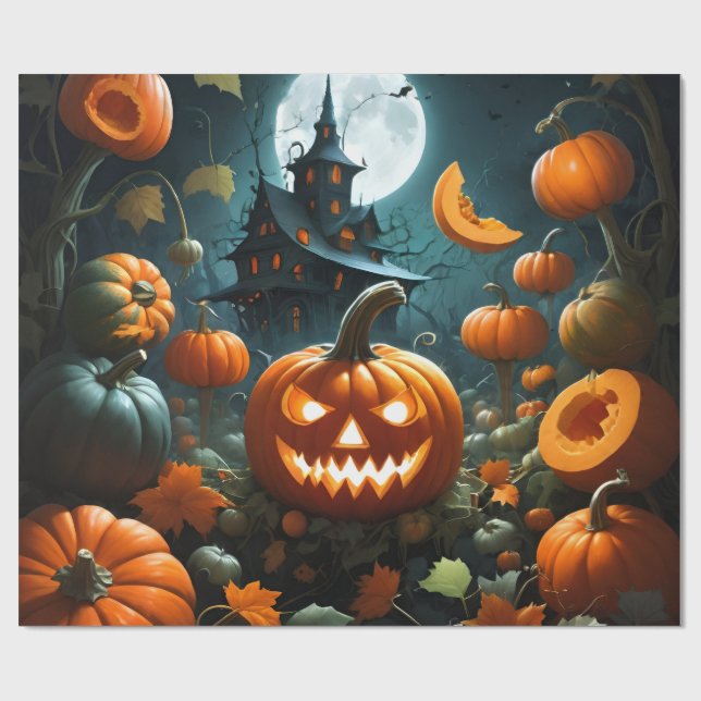 Papel De Regalo Calabaza malvada (Superficie plana)
