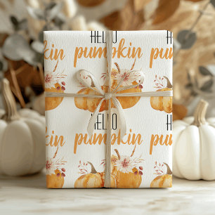Papel De Regalo Calabaza moderna Naranja de calabaza con flores
