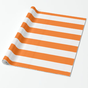 Papel De Regalo Calabaza Naranja, Blanco XL Rayas Patrón