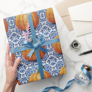 Papel De Regalo Calabaza naranja mosaico vintage azulejo a granel